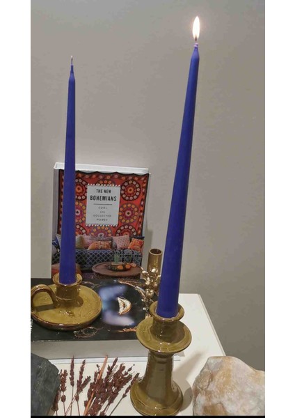 Iv Candles Bougie Candelabre 3'lü Lila Büyük Boy Şamdan Mumu