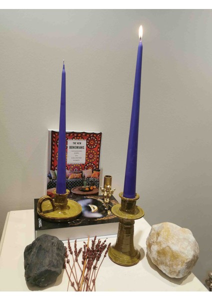 Iv Candles Bougie Candelabre 3'lü Lila Büyük Boy Şamdan Mumu modelleri