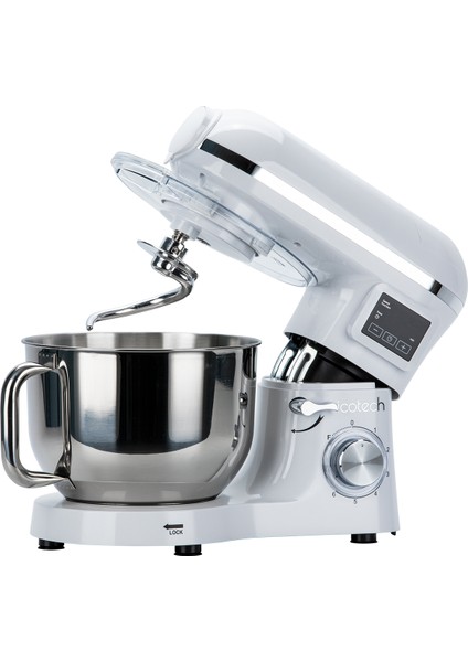 SM50 Beyaz LED Ekranlı Hamur Mayalama Kıyma Çekme Blender 2000W 6,5 Litre Stand Mikser Mutfak Şefi Hamur Yoğurma Makinesi