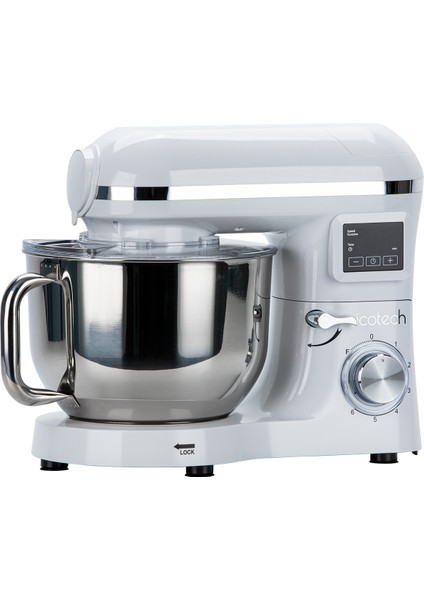 SM50 Beyaz LED Ekranlı Hamur Mayalama Kıyma Çekme Blender 2000W 6,5 Litre Stand Mikser Mutfak Şefi Hamur Yoğurma Makinesi