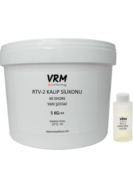 VRM Vernikrecinemarketi Rtv-2 Yarı Şeffaf - Sert Kalıp Silikonu (40 Shore) - 5 kg