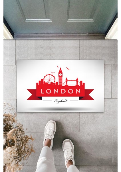 Çok Amaçlı Dijital Baskı Beyaz London Dış ve Iç Mekan Kapı Paspası