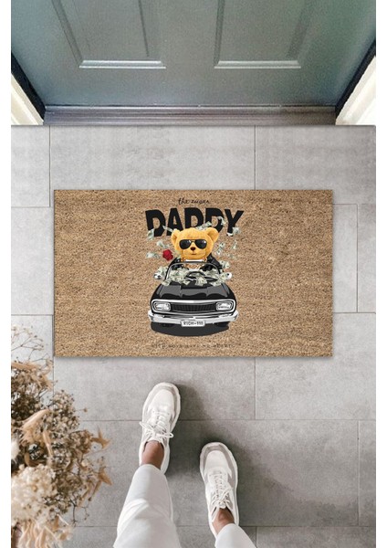 Çok Amaçlı Dijital The Sugar Daddy Ayıcık Bej Kapı Paspası Dış Mekan Paspas