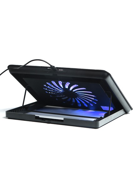 Luna Alüminyum 16cm LED FAN'lı, 74.35 CFM & 1400 RPM, 6x Yükseklik Ayarlı, 2xUSB 15.4" Notebook Soğutucu ve Stand (Siyah)(DKACNBLNB)