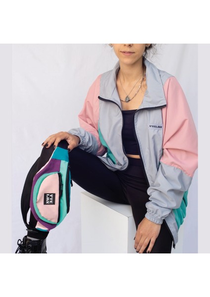 Renkli Bomber Ceket Unisex Oversize Kesim File Astar Özellikli