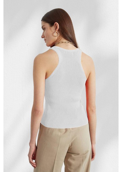 Tena Moda Kadın Ekru Fitilli Yakalı Atlet