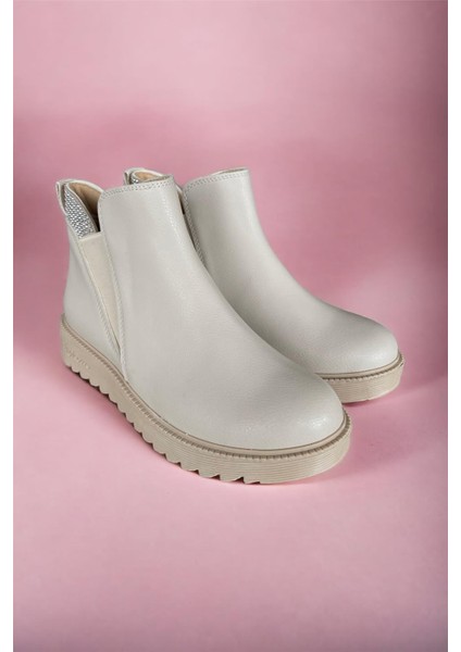 Lastikli Taş Detaylı Kadın Bot BEJ fiyatları