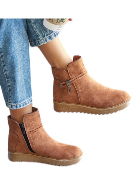 Süet Fermuarlı Kadın Bot & Bootie TABA fiyatları