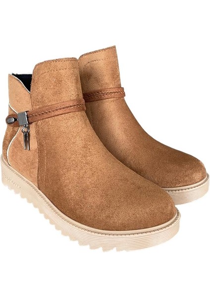 Süet Fermuarlı Kadın Bot & Bootie TABA modelleri