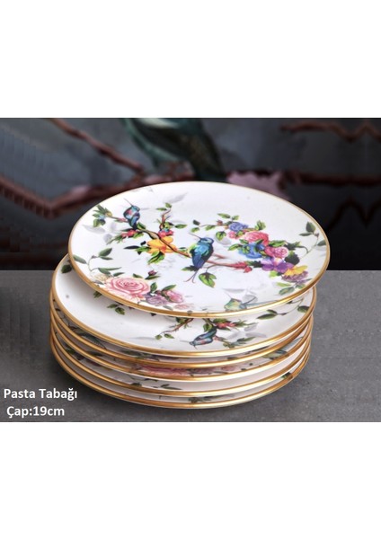 Flora 19 Parça Seramik Pasta Servis Sunum Tabağı Takımı Seti fiyatları