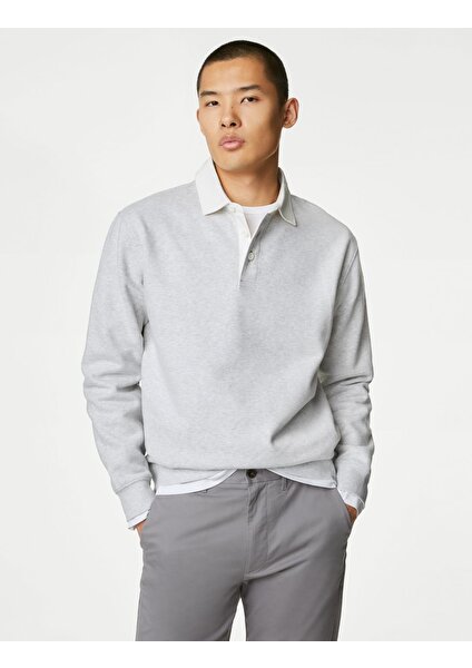 Marks & Spencer Saf Pamuklu Relaxed Fit Sweatshirt