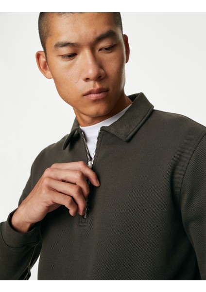 Regular Fit Fermuar Detaylı Sweatshirt