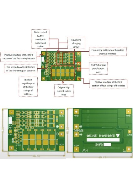 4s 40A Bms 18650 Lityum Pil Şarj Koruma Devresi - BALANSLI-16.8V