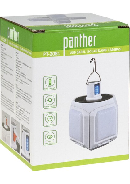 PT-2081 USB Şarjlı Solar Kamp Lambası