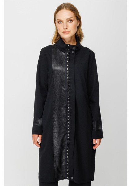 Şerit Detaylı Fermuar Kapamalı Giy Çık Tunik Siyah