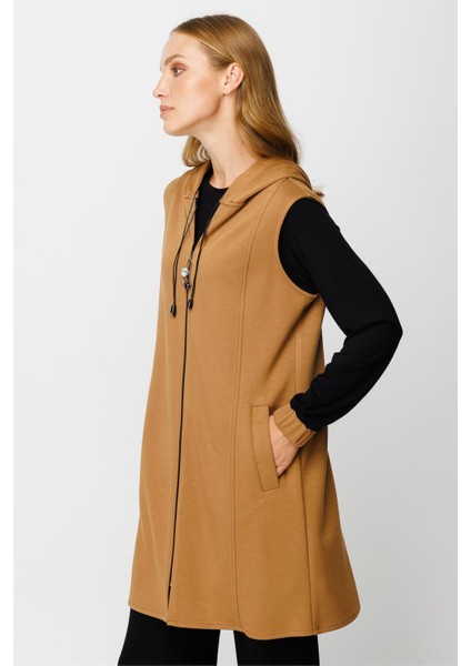 Oysh Kumaş Yelekli Iç Dış Takım Camel