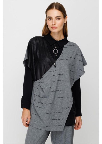 Örme Kumaş Iç Tunik Triko ve Pantolon Takım Antrasit