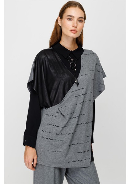 Örme Kumaş Iç Tunik Triko ve Pantolon Takım Antrasit