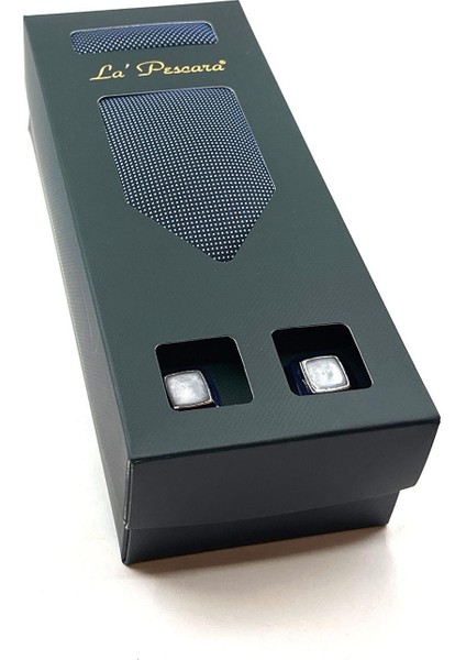 Lacivert Mendilli Kravat Laci - Gri Kol Düğmeli OS517 fiyatları