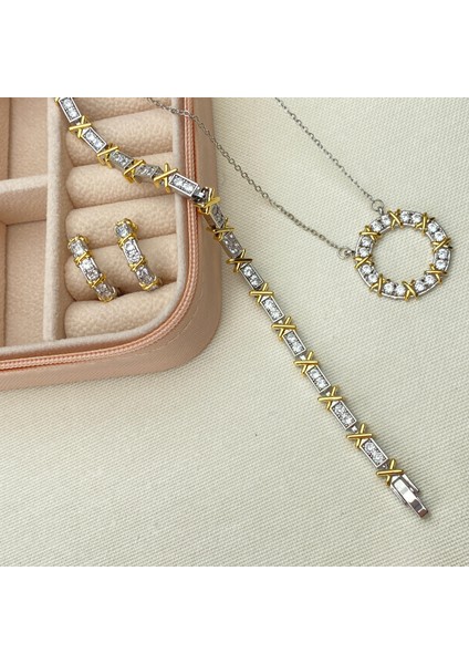 Çelik Tiffany Model 316L Çelik Küpe Kolye Bileklik Set