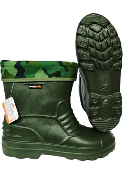 Haki Çoraplı Eva Ultra Hafif Poli Taban Kısa Yağmur Çizmesi fiyatları