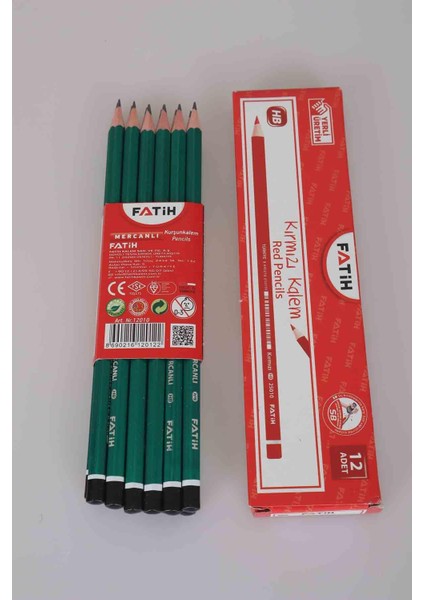 FATİH 12'Lİ MERCANLI KURŞUN KALEM VE12'Lİ KIRMIZI KURŞUN KALEM
