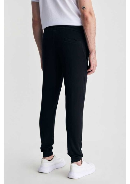 OTTO Siyah Rahat Paça Nakışlı Şardonlu Standard Fit Erkek Eşofman Alt modelleri