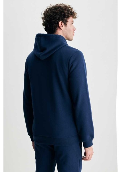 Jepsen Lacivert Kapüşonlu Nakışlı Standard Fit Erkek Sweatshirt