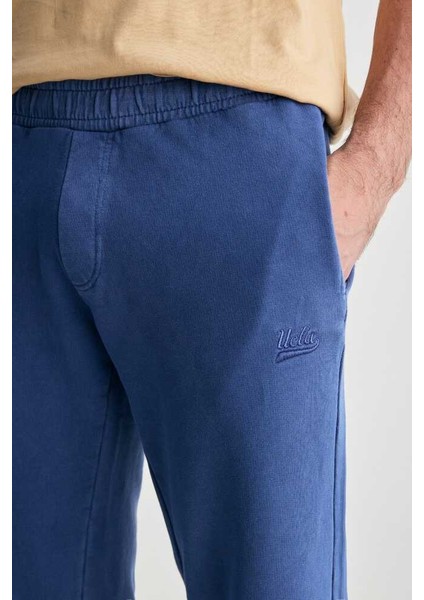 Oleg Lacivert Rahat Paça Nakışlı Standard Erkek Eşofman Alt modelleri