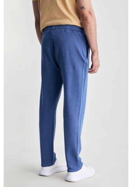 Oleg Lacivert Rahat Paça Nakışlı Standard Erkek Eşofman Alt fırsatları