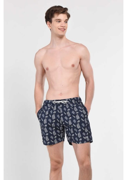 Adeon Lacivert Deniz Şort Nakışlı Erkek Deniz Şort