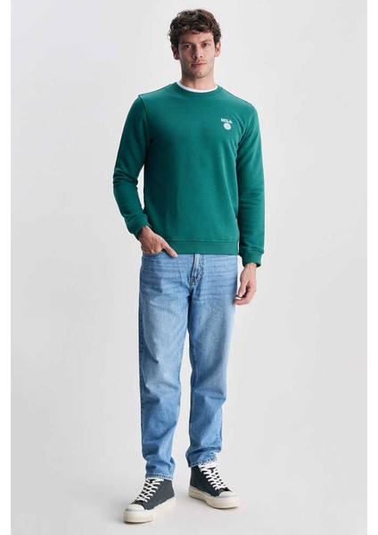 Valley Yeşil Bisiklet Yaka Baskılı Standard Fit Erkek Sweatshirt fiyatları