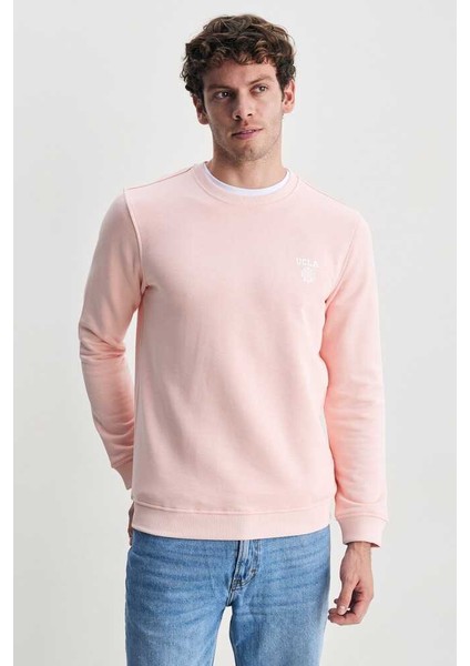 Valley Pembe Bisiklet Yaka Baskılı Standard Fit Erkek Sweatshirt fiyatları