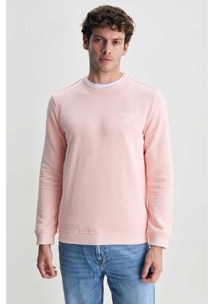 Valley Pembe Bisiklet Yaka Baskılı Standard Fit Erkek Sweatshirt fırsatları