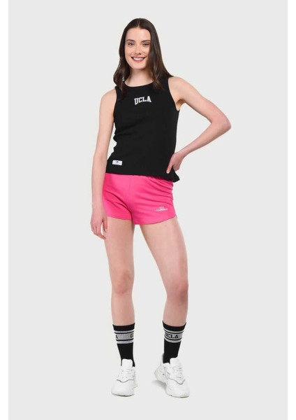 Courtney Pembe Örme Şort Baskılı Kadın Örme Şort