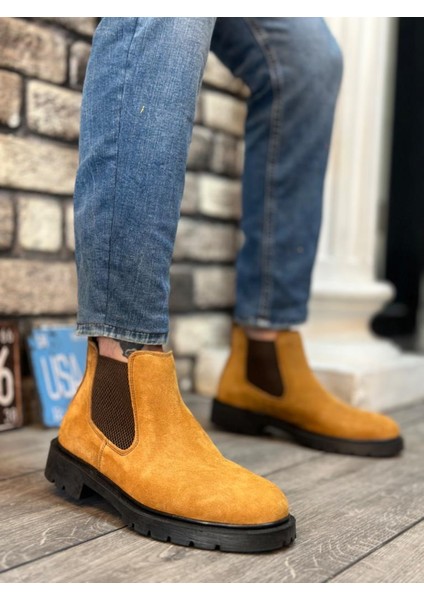 BA0319 Içi Dışı Deri Camel Süet Erkek Spor Yarım Bilek Bot