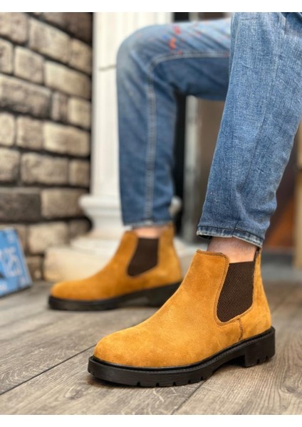 BA0319 Içi Dışı Deri Camel Süet Erkek Spor Yarım Bilek Bot