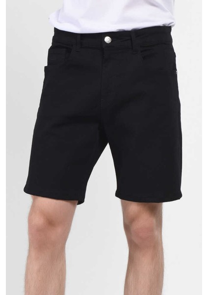 Darrel Siyah Nakışlı Standard Erkek Denim Şort fiyatları