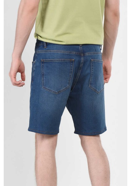 Darrel Mavi Nakışlı Standard Erkek Denim Şort indirimleri