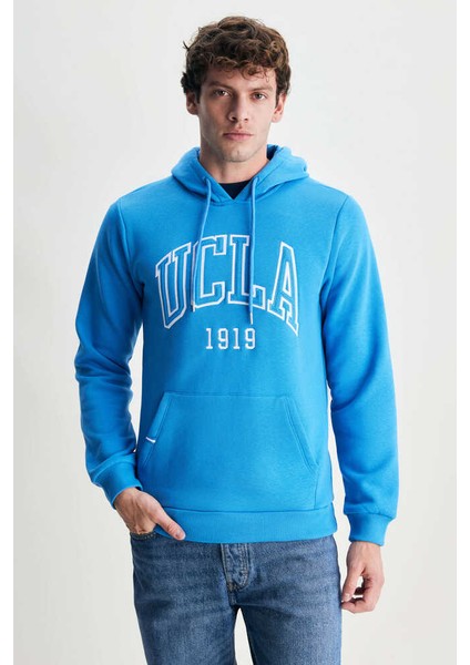 Jepsen Mavi Kapüşonlu Nakışlı Standard Fit Erkek Sweatshirt fiyatları