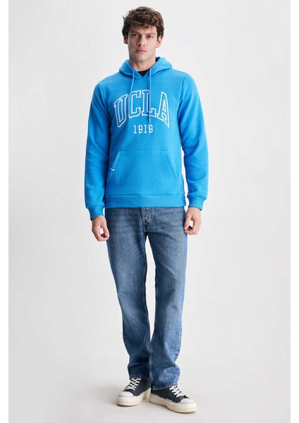 Jepsen Mavi Kapüşonlu Nakışlı Standard Fit Erkek Sweatshirt fırsatları