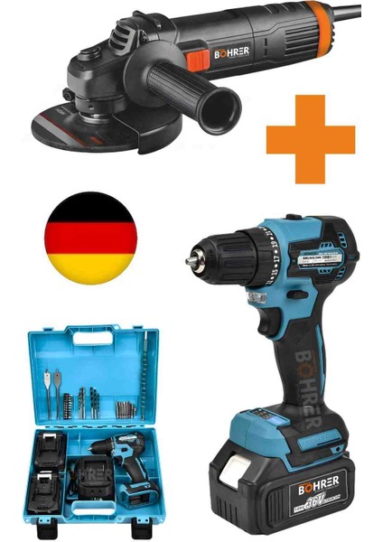 2100W 125 mm Demir Kesme Taşlama Makinesi + Kömürsüz 10 mm Brushless Akülü Vidalama Matkap