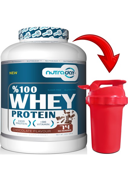 Whey Protein 2257 gr Çikolata Aromalı Protein Tozu 24 Gram Protein 74 Servis