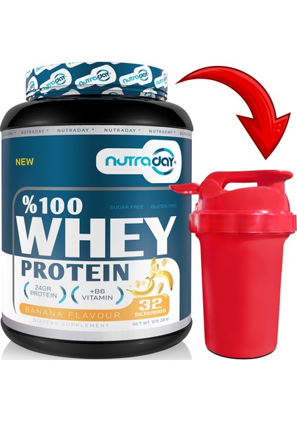 Whey Protein 976 gr Muz Aromalı Protein Tozu 24 Gram Protein 32 Servis