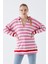 Narkıss Gömlek Yaka Pembe Çizgili Triko Kazak 1