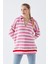 Narkıss Gömlek Yaka Pembe Çizgili Triko Kazak 2