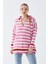 Narkıss Gömlek Yaka Pembe Çizgili Triko Kazak 3