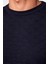 Slim Fit Dar Kesim Bisiklet Yaka Desenli Erkek Lacivert Kazak 3