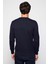Slim Fit Dar Kesim Bisiklet Yaka Desenli Erkek Lacivert Kazak 5