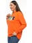 Kadın Büyük Beden Couture Yazılı Turuncu Sweatshirt 4